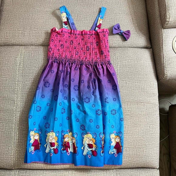 Child's handmade Disney sun dress toddler frozen Elsa with bow ******